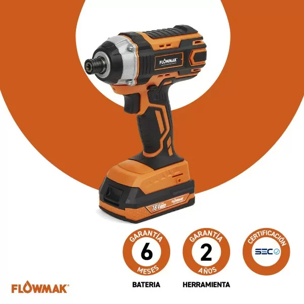ATORNILLADOR IMPACTO 1/4 C-BATERIA 18V 2Ah+CARGAD
