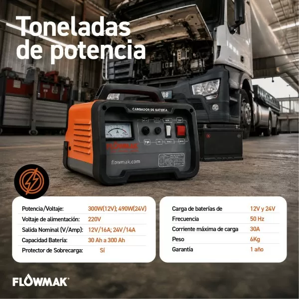 CARGADOR BATERIA FLOWMAK 300W(12V) – 490W(24V)