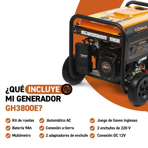 GENERADOR FLOWMAK GASOLI GH3800E 220V 3000W PE