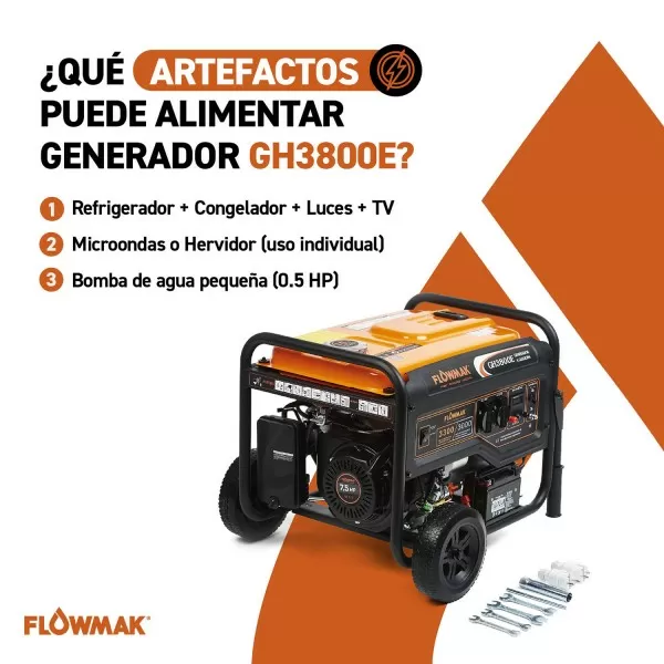 GENERADOR FLOWMAK GASOLI GH3800E 220V 3000W PE