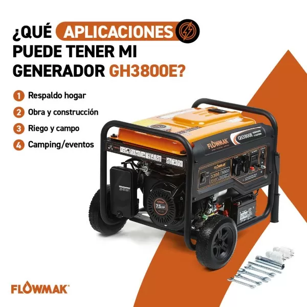 GENERADOR FLOWMAK GASOLI GH3800E 220V 3000W PE