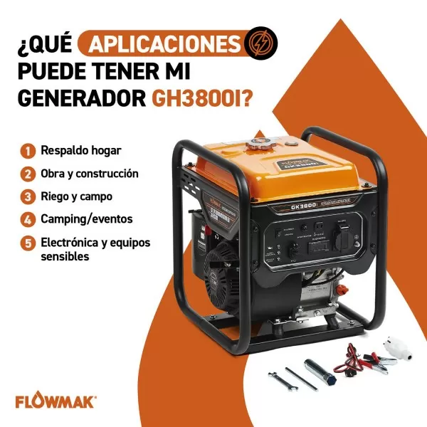 GENERADOR FLOWMAK GASOLI GK3800I INVERTER ABIERTO