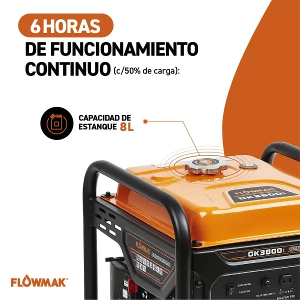 GENERADOR FLOWMAK GASOLI GK3800I INVERTER ABIERTO