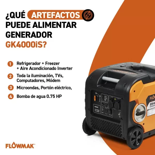 GENERADOR FLOWMAK GASOLI GK4000iS INVE 220V 3600W