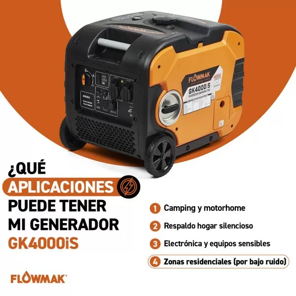 GENERADOR FLOWMAK GASOLI GK4000iS INVE 220V 3600W
