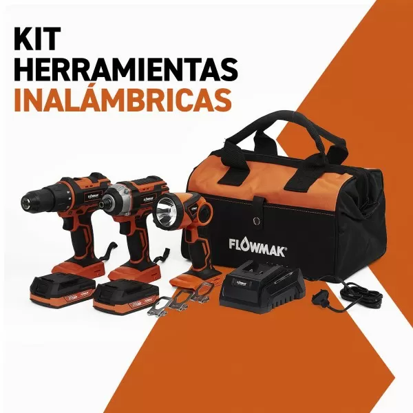 KIT HERRAMIENTAS INAL 3P FLOWMAK 2BAT 18V+CARG
